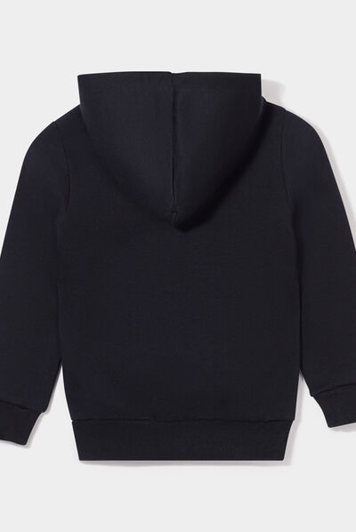 Sweat zippé molletonné à capuche noir garçon