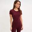 T-shirt de sport court ajust&eacute; violet fonc&eacute; femme