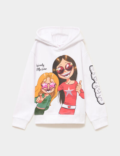 Sweat hoodie droit Les Sisters blanc fille