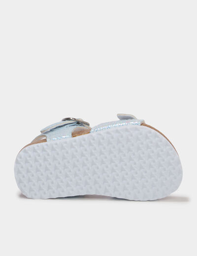 Sandales &agrave; paillettes et boucles bleu ciel b&eacute;b&eacute; fille
