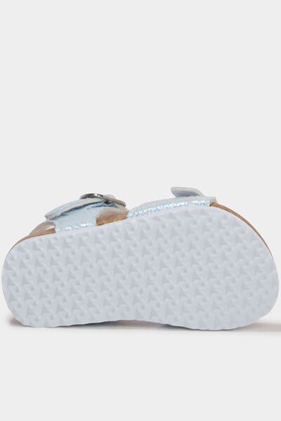 Sandales &agrave; paillettes et boucles bleu ciel b&eacute;b&eacute; fille