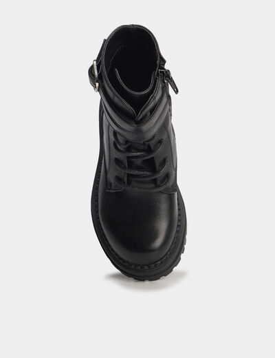 Boots &agrave; boucles et lacets noir fille