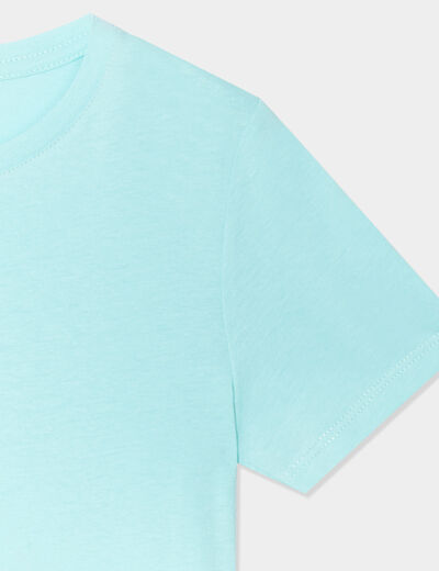 T-shirt en coton manches courtes bleu turquoise garçon