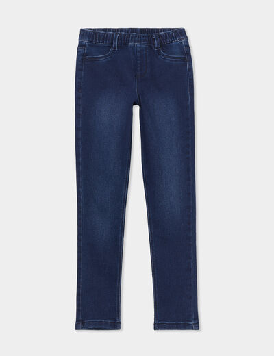 Jegging stretch élastiqué en molleton bleu fille