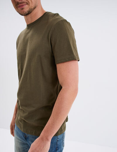 T-shirt en coton manches courtes vert kaki homme