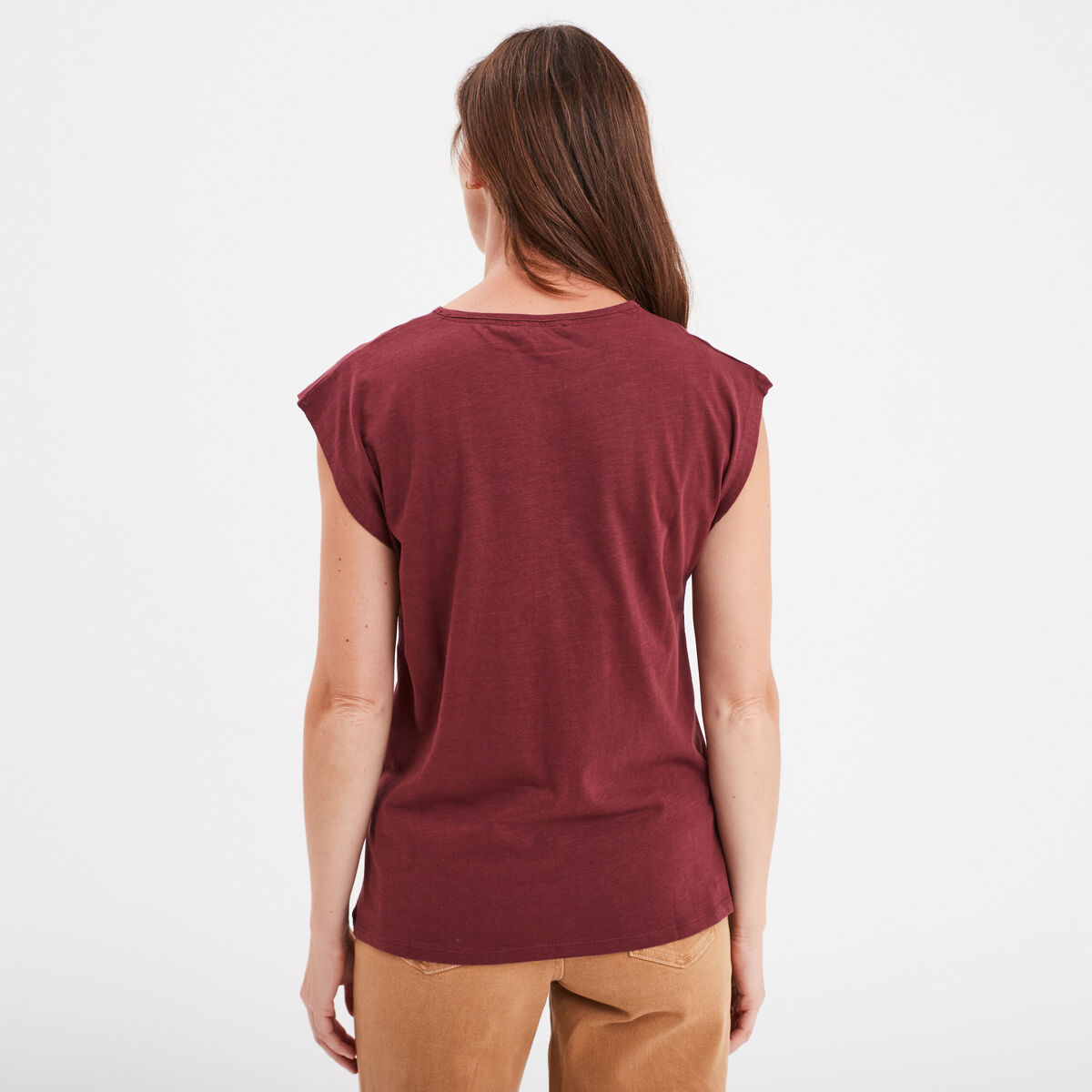 T-shirt col rond manches courtes Creeks bordeaux femme