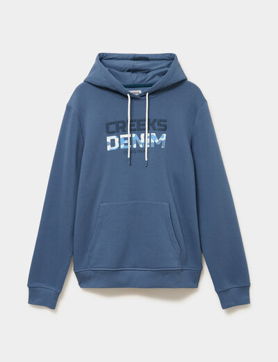 Sweat hoodie molleton Creeks bleu gris homme