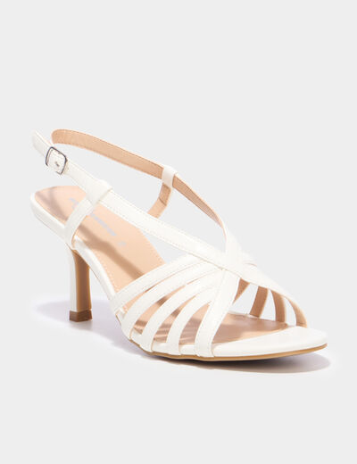 Sandales &agrave; talons avec bride blanc femme