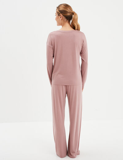 Ensemble pyjama pantalon 2 pièces mauve femme