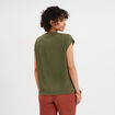 T-shirt gaufr&eacute; col rond avec boutons vert kaki femme