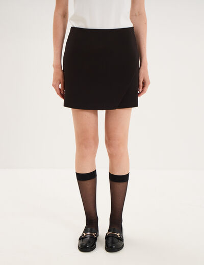 Jupe-short portefeuille courte noir femme