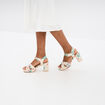 Sandales toile &agrave; talons carr&eacute;s 7 cm multicolore femme