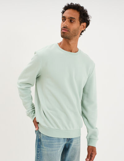 Sweat molleton col rond vert pastel homme
