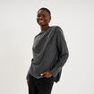 Pull col rond &eacute;charpe amovible gris fonc&eacute; femme