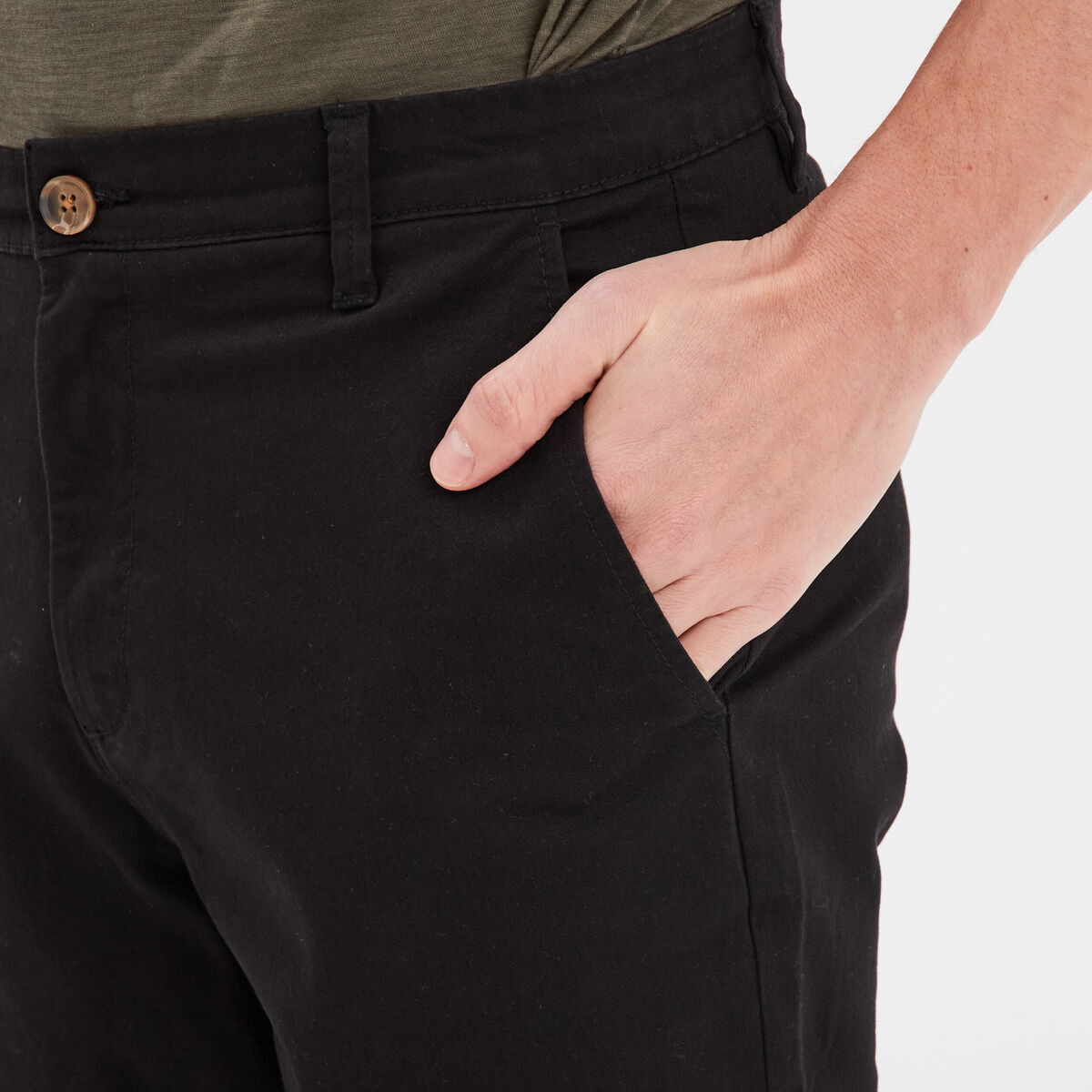 Pantalon chino droit stretch noir homme