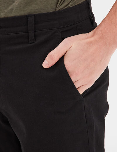 Pantalon chino droit stretch noir homme