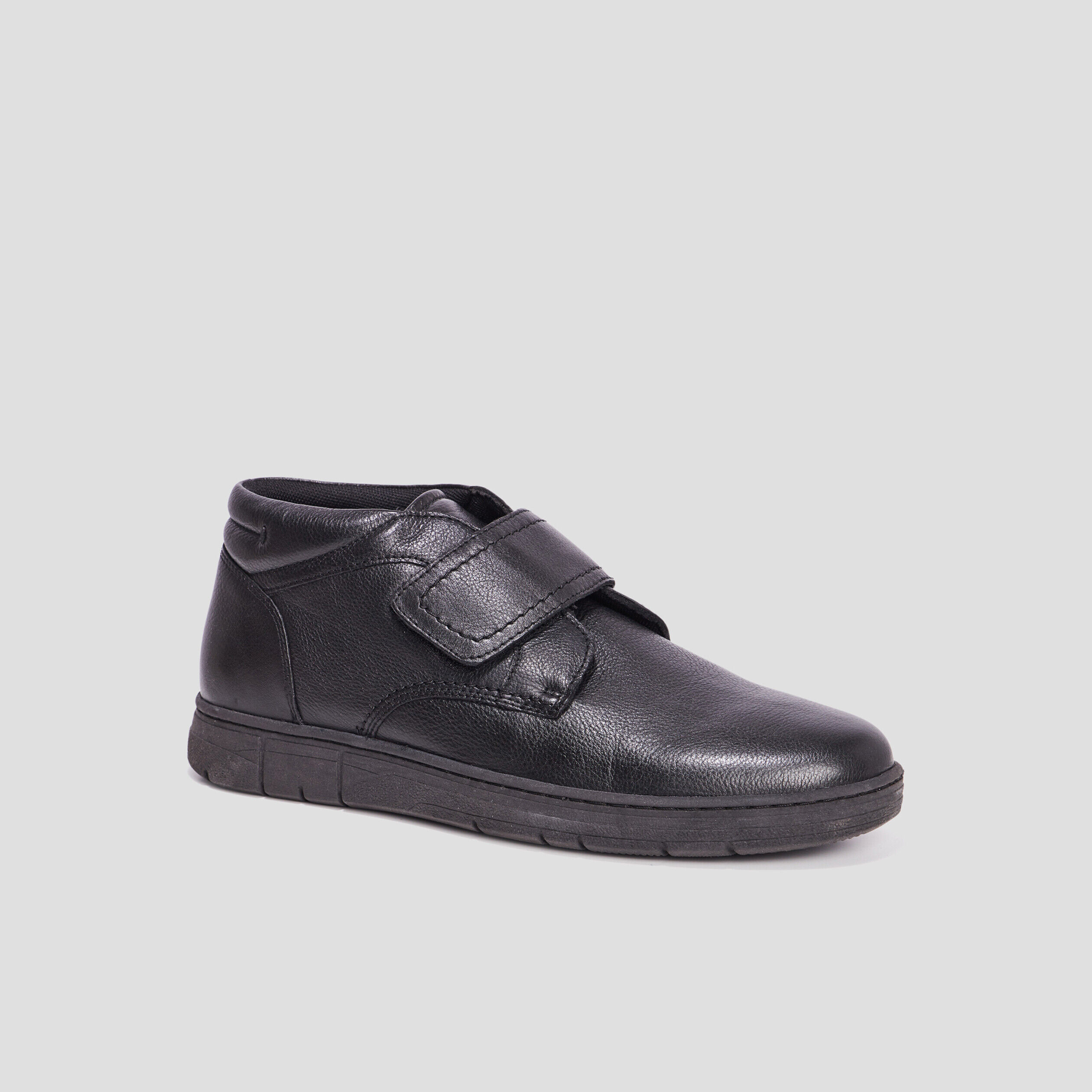 Bottines à scratch en cuir Walking noir homme WALKING CONFORT