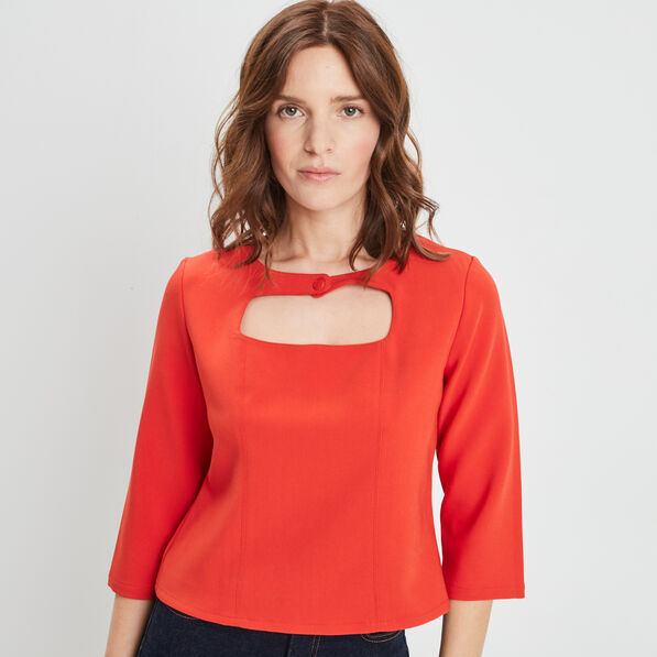 haut manches 34 rouge femme Haut manches 3/4 rouge femme