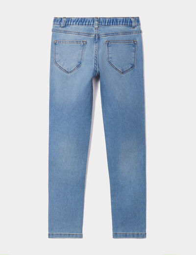 Jegging stretch élastiqué en molleton denim stone fille