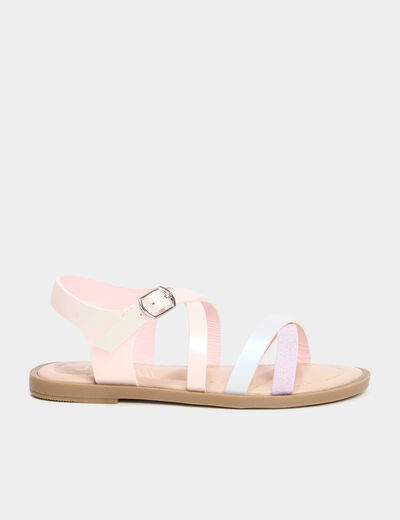 Sandales avec brides d'attache cheville rose fille
