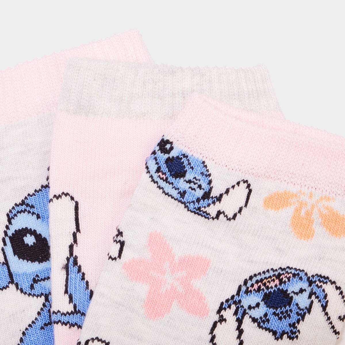 Lot de 3 paires chaussettes Stitch rose fille