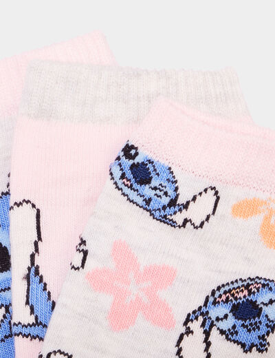Lot de 3 paires chaussettes Stitch rose fille