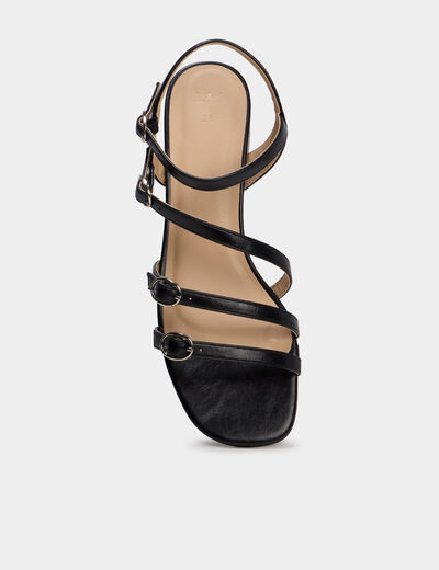 Sandales multibrides &agrave; talons 5 cm noir femme