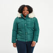 Doudoune à capuche imitation fourrure vert canard femme grande taille