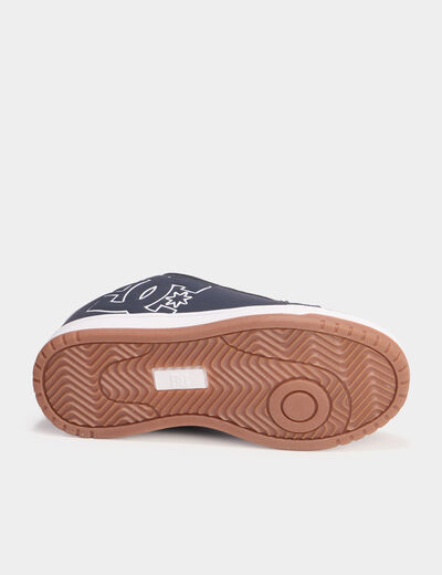 Tennis basses &agrave; lacets en cuir bleu marine gar&ccedil;on