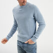 Pull en maille textur&eacute;e col rond bleu ciel homme