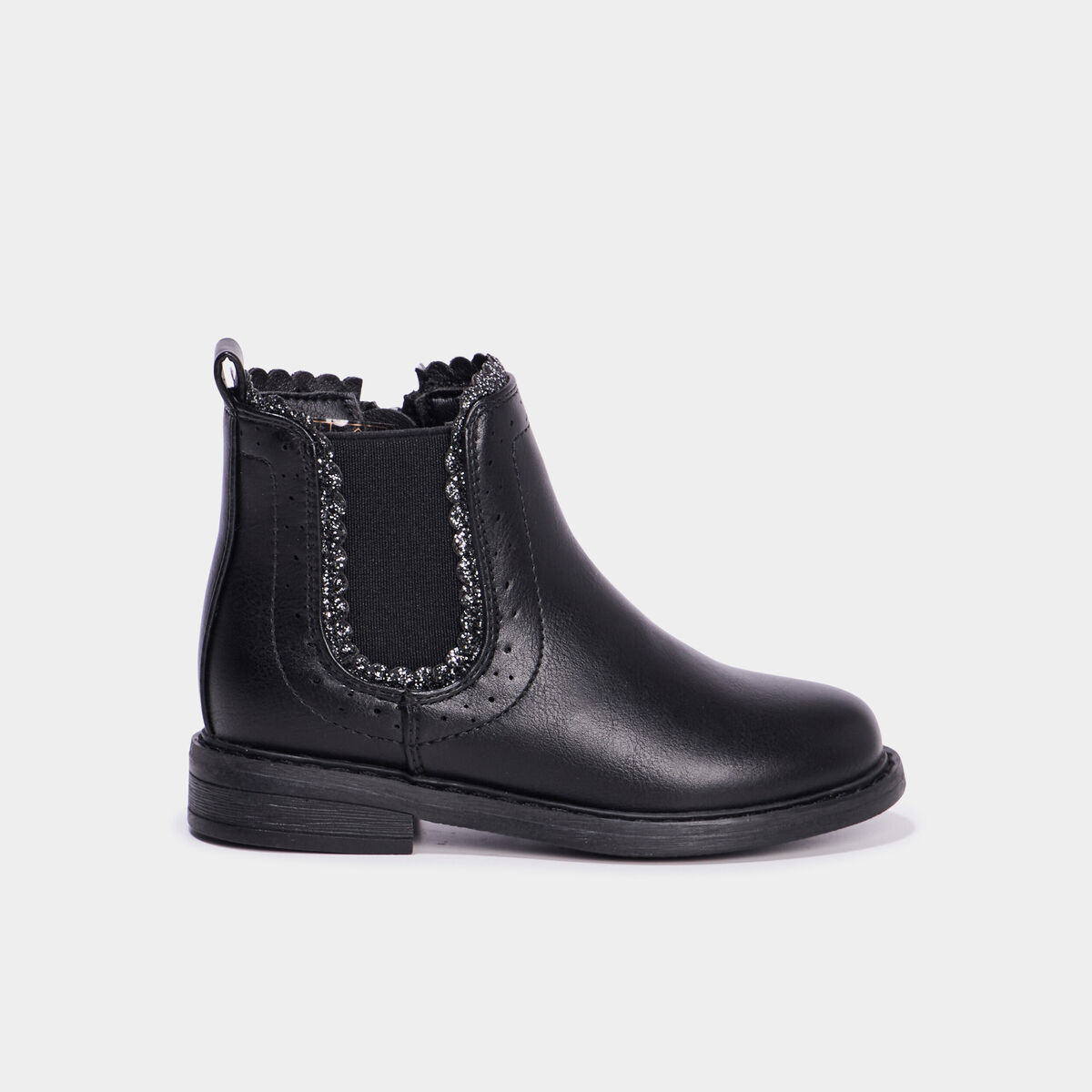 Boots chelsea &agrave; talon plat noir fille