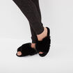 Mules fausse fourrure noir femme