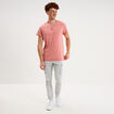 T-shirt col tunisien manches courte vieux rose homme