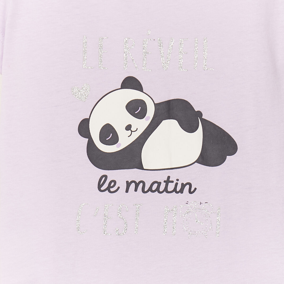 Ensemble pyjama short et t-shirt coton violet clair fille