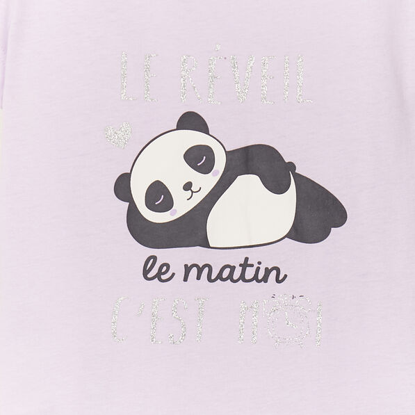 Ensemble pyjama short et t-shirt coton violet clair fille