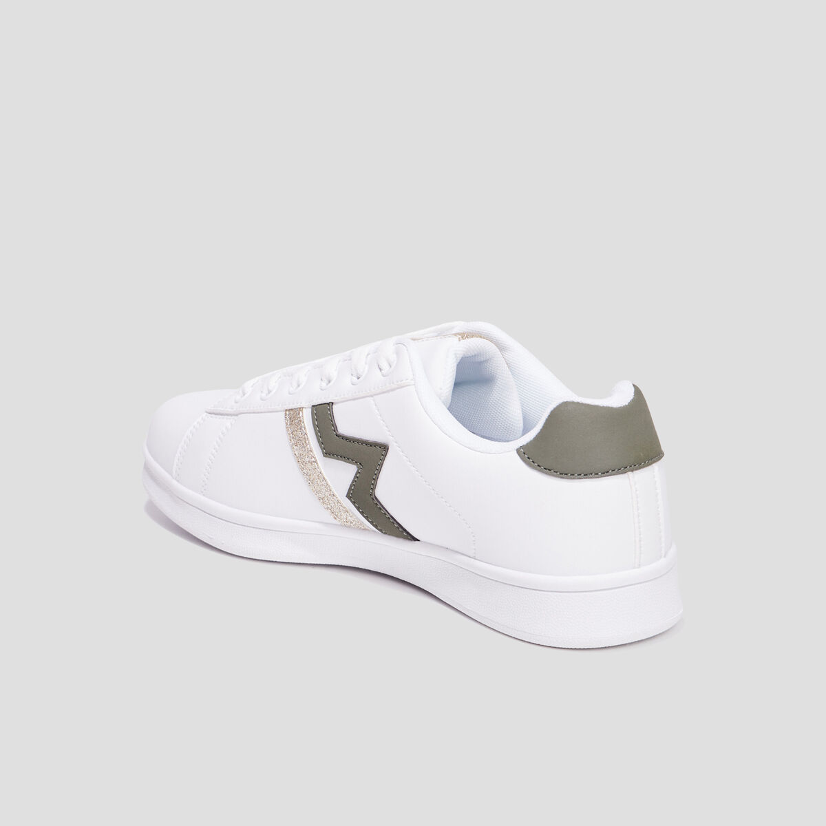 Tennis à lacets détails pailletés Creeks vert kaki femme