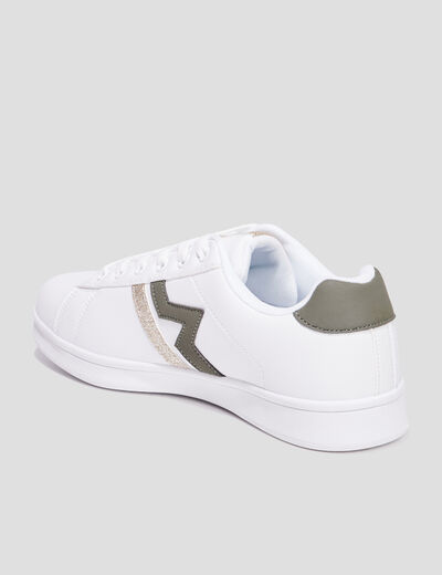 Tennis à lacets détails pailletés Creeks vert kaki femme