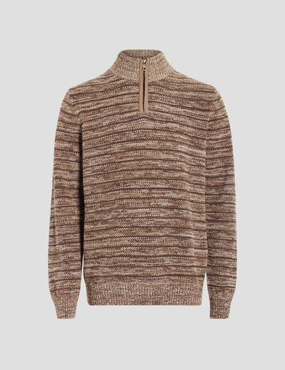 Pull avec col montant camel homme