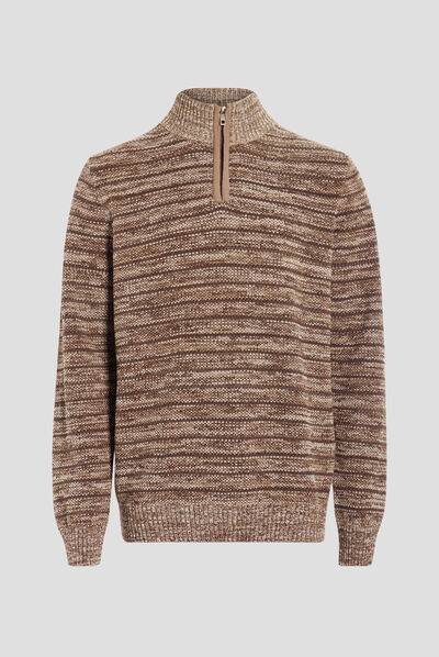 Pull avec col montant camel homme