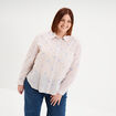 Chemise brod&eacute;e 1 poche manches longues sable femme grande taille