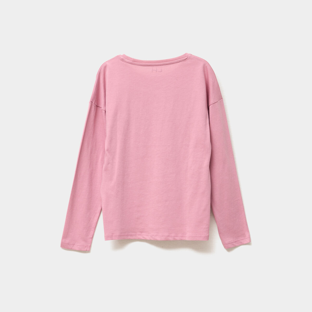 T-shirt col rond manches longues coton vieux rose fille