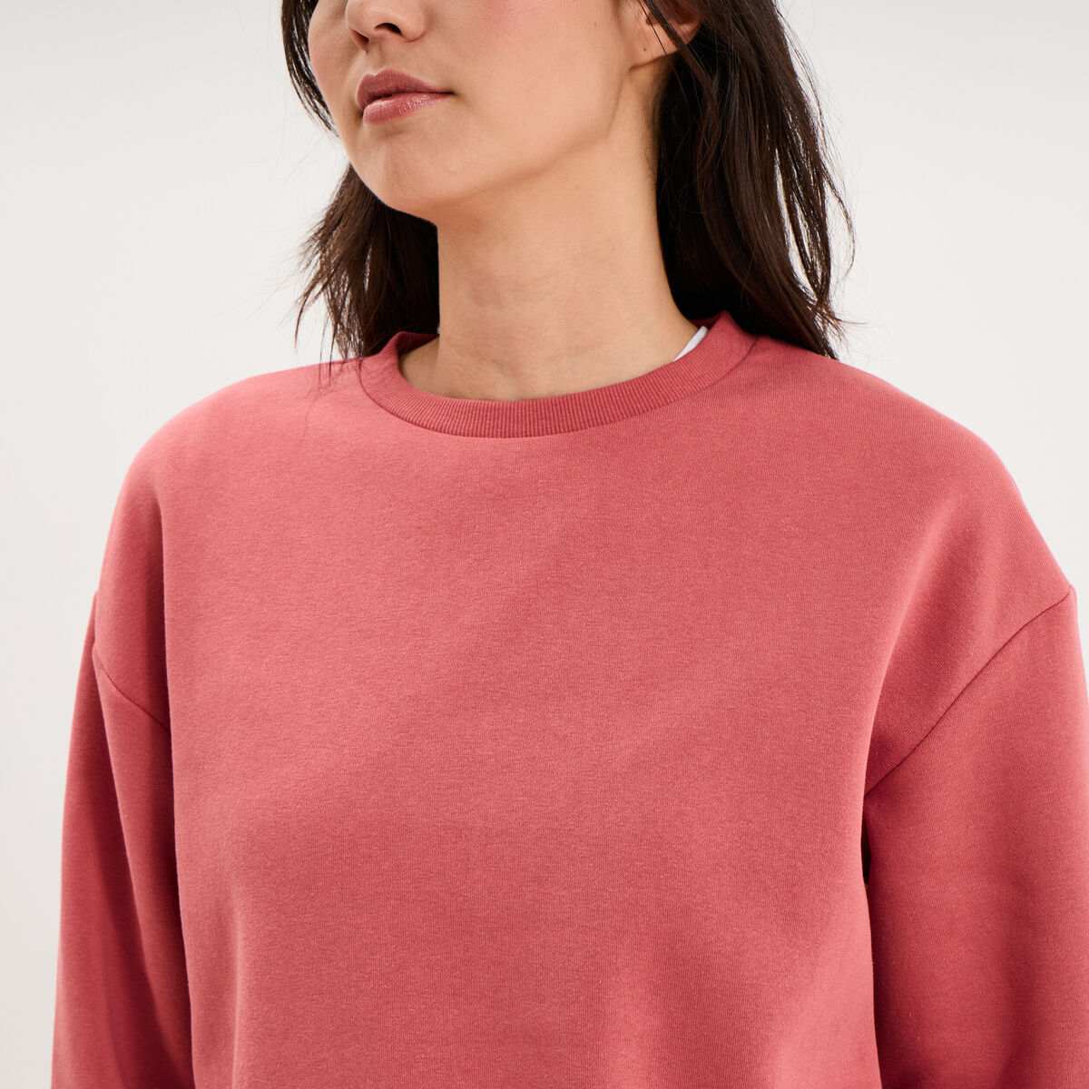 Sweat col rond manches longues vieux rose femme