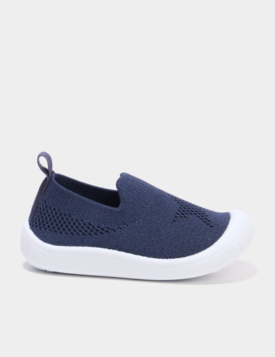 Baskets bout renforc&eacute; &agrave; semelle souple bleu marine b&eacute;b&eacute; gar&ccedil;on