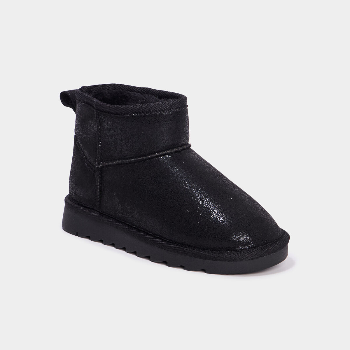 Bottines fourr&eacute;es plates noir fille