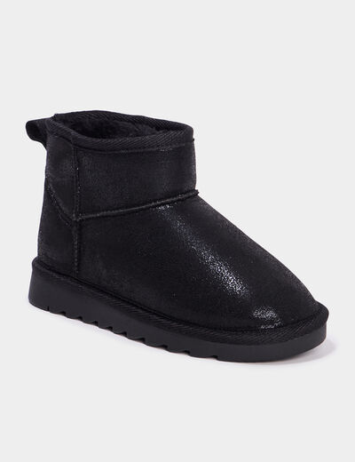 Bottines fourr&eacute;es plates noir fille