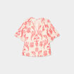 Blouse manches courtes papillons coton ecru femme