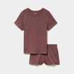Ensemble pyjama short t-shirt coton marron chocolat femme