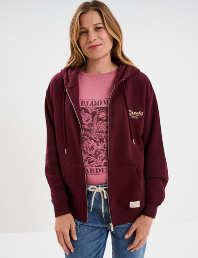 Sweat zippé à capuche Creeks Original bordeaux femme