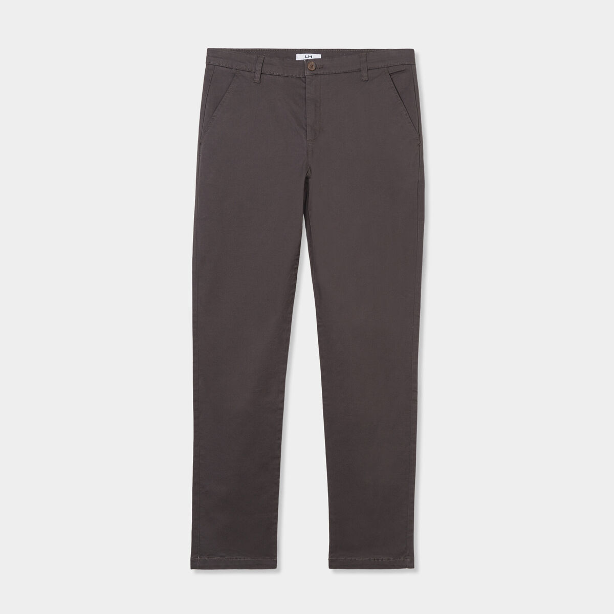 Pantalon chino droit stretch retroussé vert homme