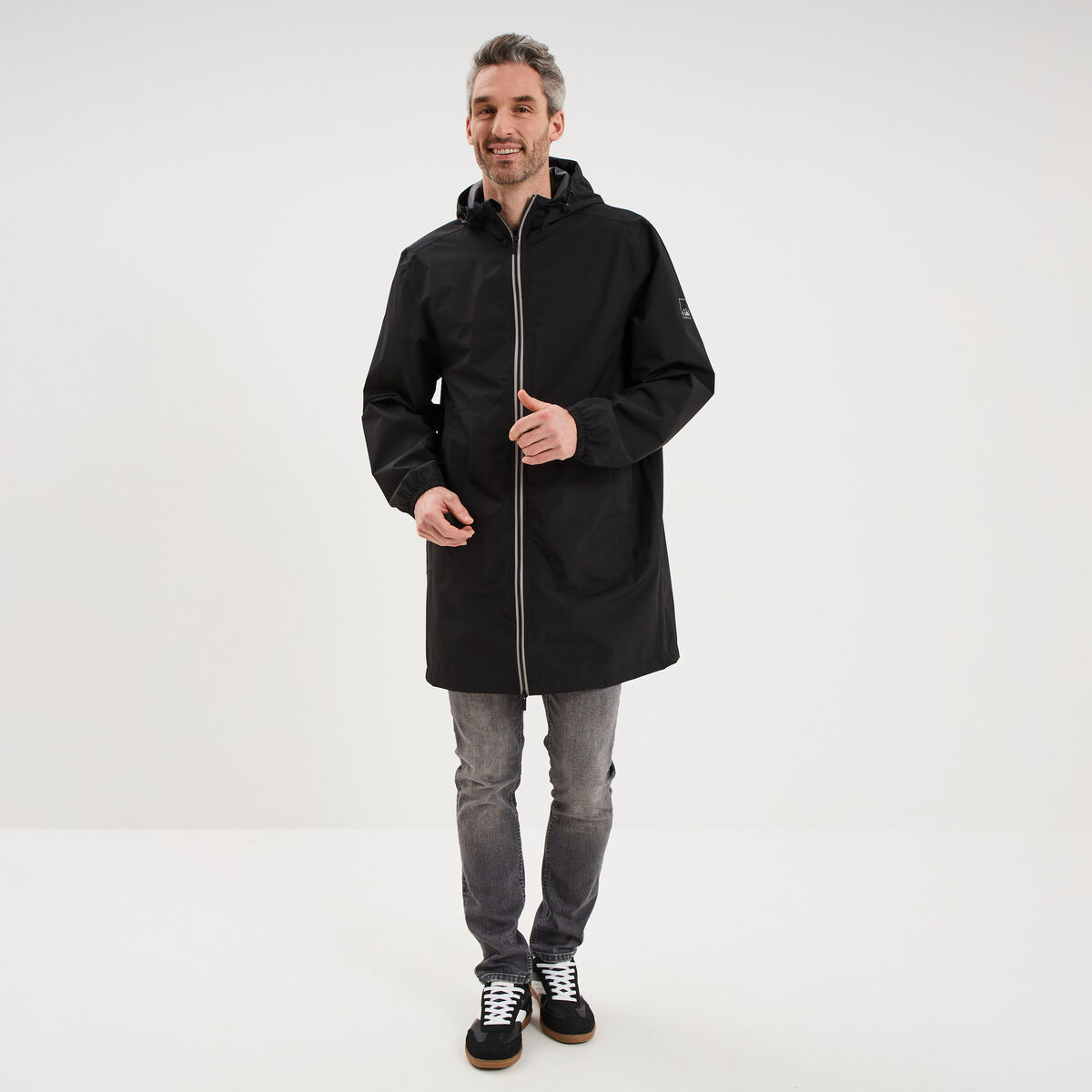 Parka imperm&eacute;able coupe-vent &agrave; capuche noir homme